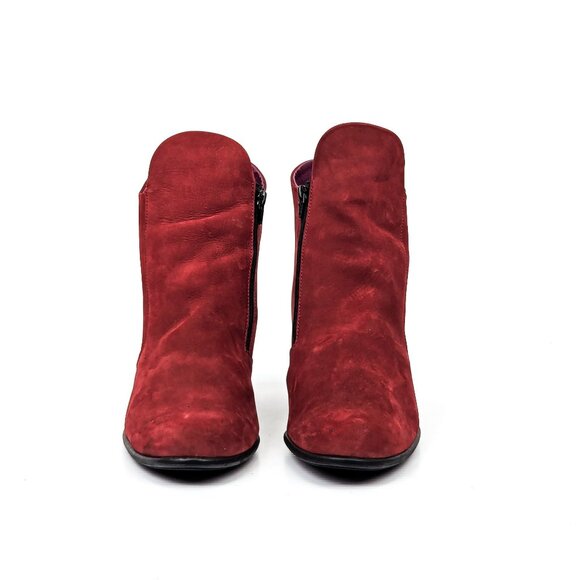 Arche Paris Women Red Garnet Nubuck Zip Heel Fashion Ankle Boots Size 10US EUR41 - Picture 2 of 8